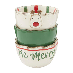 Mud Pie Home Farmhouse Christmas Reindeer Dip Cup Ramekin Set of 3