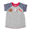 Mud Pie Kids Navy Blue Sports Ball Football Basketball Soccer Applique Boys T-Shirt Top Medium (2T-3T)