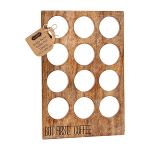 Mud Pie Home "But First...Coffee" K Cup Pod Wood Display Stand Holder