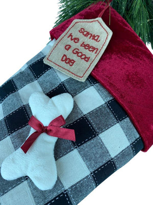 I Have Been A Good Dog Bones Buffalo Check Christmas Stocking