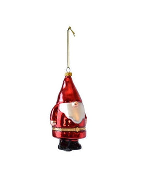Red Glass HInged Santa Christmas Gnome Trinket Box Ornament