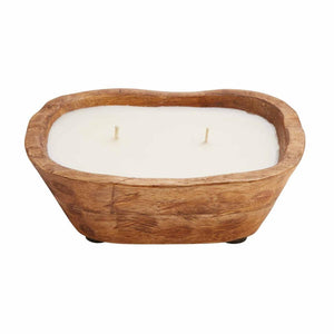 Mud Pie Home Brown Finish Wood Dough Bowl Sandalwood Candle Small 6" x 4"