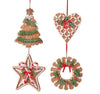 RAZ 5" Decorated Faux Gingerbread Cookies Christmas Ornament Set of 4
