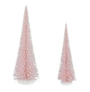 14"-18" Pale Pink with Snowy Tips Bottle Brush Trees Christmas Village Set of 2