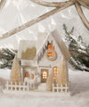 Ivory and Platinum 10" Christmas Village House with Arched Windows and Deer