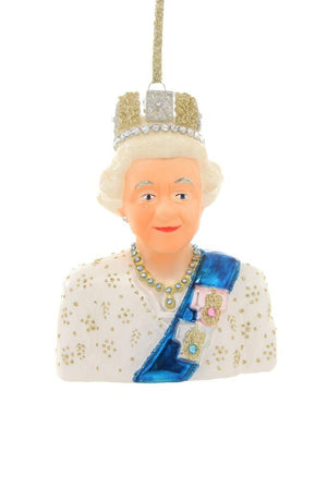 Cody Foster Queen Elizabeth II British UK Royal Dress Glass Christmas Ornament