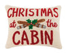 CHRISTMAS AT THE CABIN w/ Skis Winter Hooked Wool Decor Pillow 14" x 18"