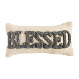 Mud Pie Home Blessed Fall Mini Hooked Tufted Throw Pillow 6" x 12"