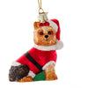 Kurt Adler 3.5" Yorkshire Terrier Dog in Santa Suit Noble Gems Glass Christmas Ornament