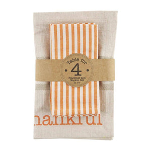Mud Pie Home THANKFUL Thankgiving Woven Cloth Placemat Napkin Set of 4