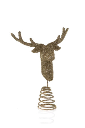 7" Gold Glitter Deer Stag Reindeer Christmas Mini Tabletop Tree Topper