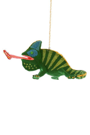 Tropical Green Iguana Lizard Painted 7" Christmas Ornament