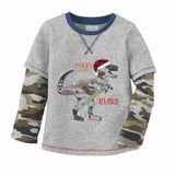 Mud Pie Kids Camo Christmas Dino Merry Rex-Mas Boys T-Shirt Top