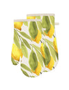 Lemon Branches Yellow Print Cotton Kitchen Baking Oven Mitts Pair of 2