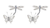 5" Silver Butterfly and Dragonfly Christmas Ornament Set of 4