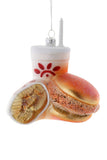 Cody Foster Chick Fil-A Fast Food Chicken Sandwich Fries Meal Glass Christmas Ornament