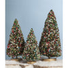 6", 7", and 8.5" Jolly Christmas Bottle Brush Tree Set with Sequins