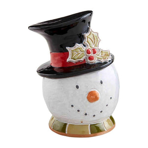 Mud Pie Home Farmhouse Christmas Snowman with Top Hat Christmas Cookie Jar