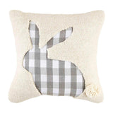 Mud Pie Home Hooked Wool with Recessed Check Easter Bunny 16" Sq Throw Pillow