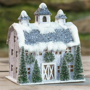 Ragon House 7" Dutch White Farmhouse Barn with Trees Christmas Village House