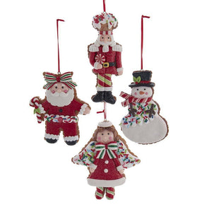 5" Christmas Cookie Santa Snowman Nutcracker Ornament Set of 4