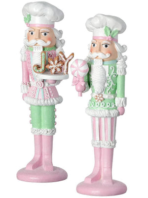 11.5" Pastel Nutcracker Soldier with Candy and Cookie Figure Set of 2
