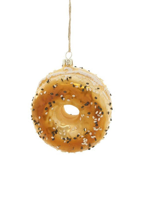 Cody Foster Everything Bagel Breakfast Faux Food Glass Christmas Ornament
