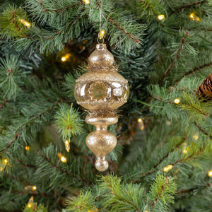 Ragon House Gold Mercury Glass Indent Finial Shape Christmas Ornament