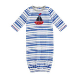Mud Pie Kids Crochet Sailboat Boat Gown Blue Stripe Baby Boy's Infant Gown
