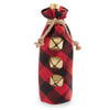 RED BLACK BUFFALO CHECK with Jingle Bells Christmas Wine Gift Bag