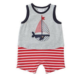 Mud Pie Sail Away Collection Whale Boat Boys Shorts Romper