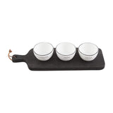 Mud Pie Black Painted Serving Board Tray and 3 Candy Nut Bowl Set