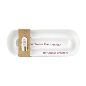 Mud Pie Home MORE CHEESE THE MERRIER Divided Christmas Cracker Serving Platter Set