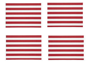 Red Cabana Stripe Indoor Outdoor Rectangle Shape 13" x 19" Placemats, Set of 4