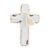 Mud Pie Home 6.5" Small White Wash Wood Bead and Tassel Accent Cross