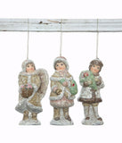 Christmas Village Figures Set of 3 Village Children Ornaments, 5" tall