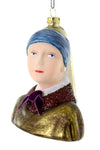 Cody Foster Girl with a Pearl Earring Artist Johannes Vermeer Glass Christmas Ornament