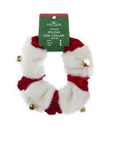 Red Velvet and Faux Fur Christmas Dog Collar-Small Dog Size