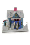 Cody Foster 10" Bright Blue Confetti Cottage with Santa Christmas Village House