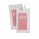 Merry Red Ticking Cloth Napkin with Utensil Pocket Set of 4