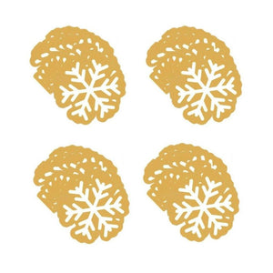Snowflake Shaped Christmas Paper Beverage Dessert Napkin 40 Ct - Gold
