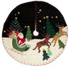 Hand Appliqued Santa in Sleigh Reindeer Felt Christmas Tabletop Tree Skirt