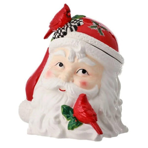 12" Ceramic Santa Claus with Cardinals Christmas Cookie Jar