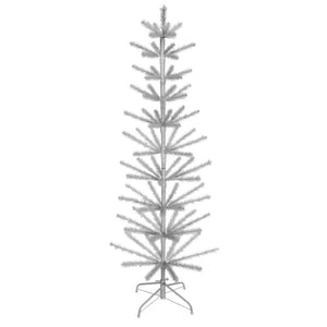White Faux Feather Bristle 72" Tall Skinny Pencil Thin Christmas Tree