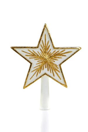 Cody Foster 5 Point Starburst 8.25" White and Gold Christmas Tree Topper