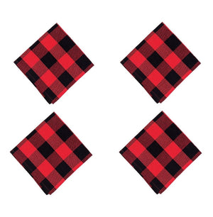 Red and Black Buffalo Farmhouse Check Cloth Napkins-Set of 4