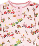 Mud Pie Kids Santa's North Pole Toyland Print Pink Christmas 2 Pc Pajama Set