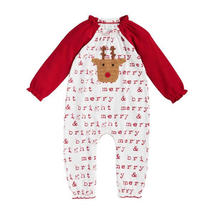 Baby Girls MERRY BRIGHT Crochet Reindeer 1 Pc Christmas Set