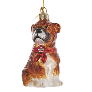 Noble Gems Glass American Bulldog Dog Christmas Tree Ornament