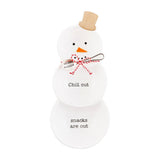 Mud Pie Home Snowman Christmas Holiday Triple Divided Serving Bowl Spoon Set